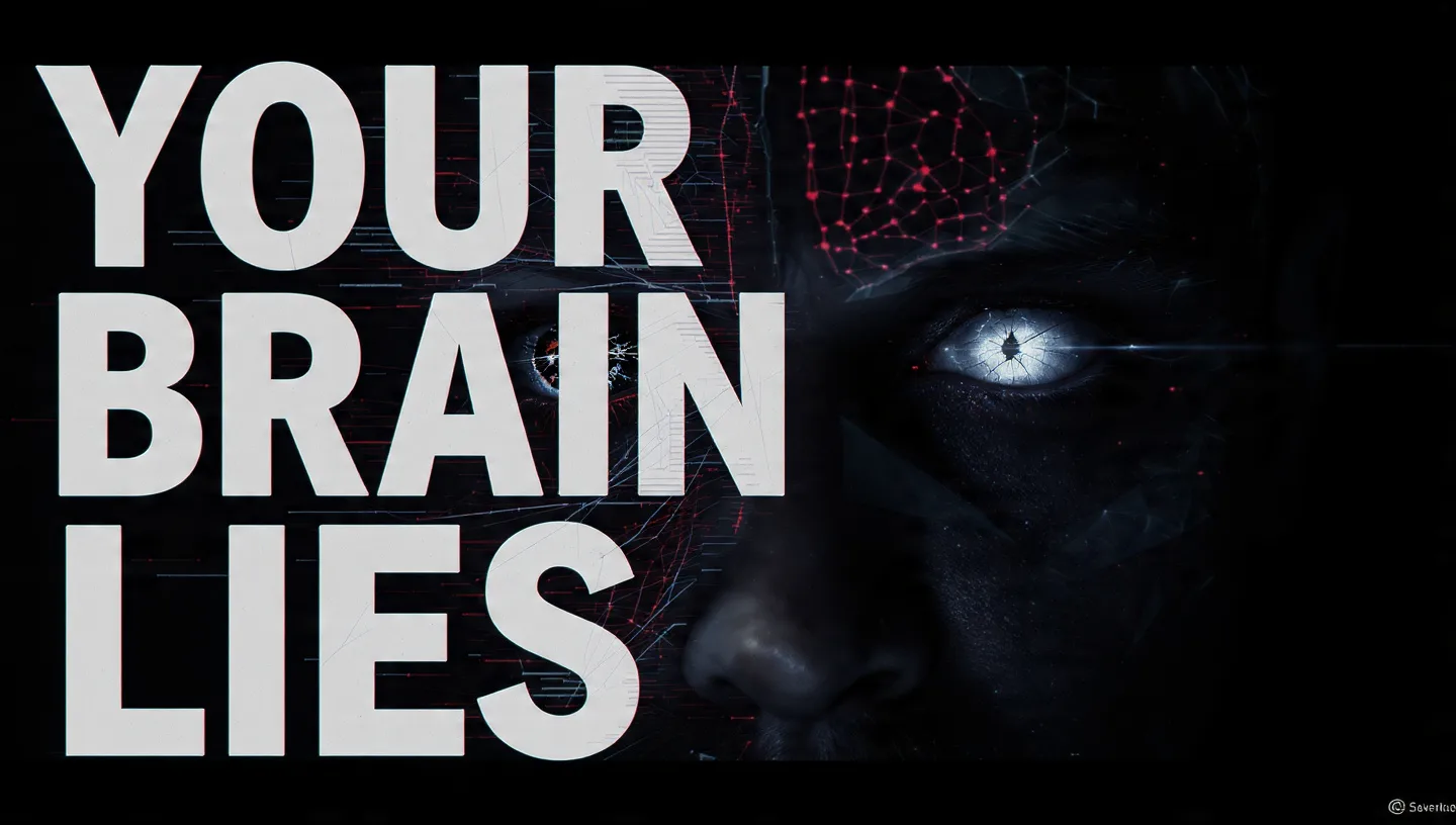 Your brain and perception concept showing a human face, eye, neural connections, and the words “Your Brain Lies.”
